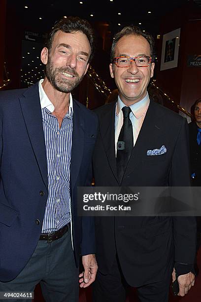 Alain Gossuin and Emmanuel de Brantes attend 'Mugler Follies' 100th Edition at Le Comedia on May 26, 2014 in Paris, France.