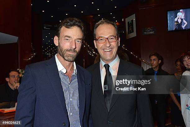 Alain Gossuin and Emmanuel de Brantes attend 'Mugler Follies' 100th Edition at Le Comedia on May 26, 2014 in Paris, France.