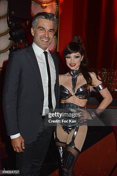 Francois Vincentelli and Alice Dufour attend 'Mugler Follies' 100th Edition at Le Comedia on May 26, 2014 in Paris, France.