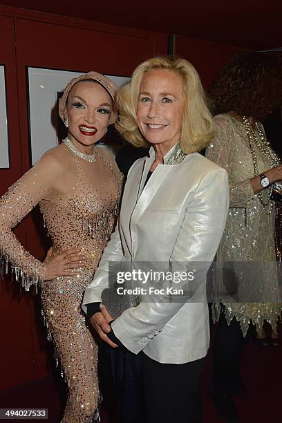 Marie France and Brigitte Fossey attend 'Mugler Follies' 100th Edition at Le Comedia on May 26, 2014 in Paris, France.