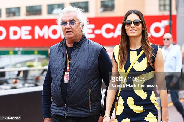 Flavio Briatore and his wife Elisabetta Gregoraci attend the Monaco Formula One Grand Prix at Circuit de Monaco on May 25, 2014 in Monte-Carlo,...