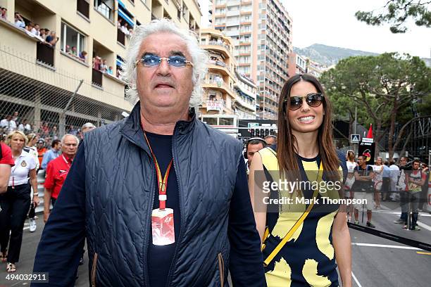 Flavio Briatore and his wife Elisabetta Gregoraci attend the Monaco Formula One Grand Prix at Circuit de Monaco on May 25, 2014 in Monte-Carlo,...