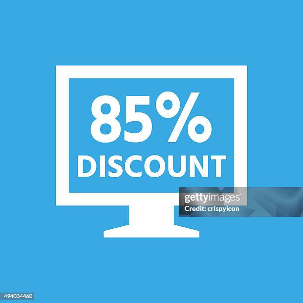 computer monitor icon on a blue background. - smoothseries - 80s computer screen stock illustrations