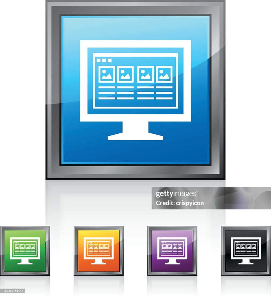Computer Monitor icon on square buttons. - SquaredSeries