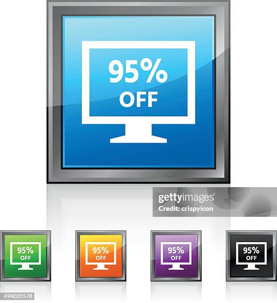 computer monitor icon on square buttons. - squaredseries - longevity icon vector stock illustrations