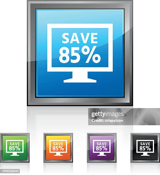 computer monitor icon on square buttons. - squaredseries - longevity icon vector stock illustrations