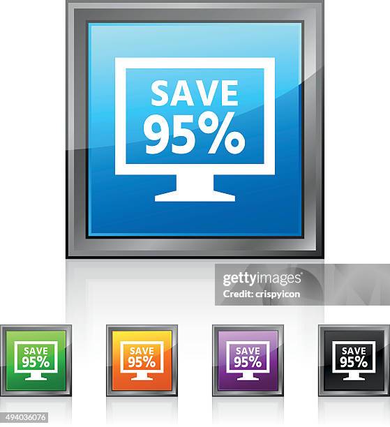 computer monitor icon on square buttons. - squaredseries - longevity icon vector stock illustrations