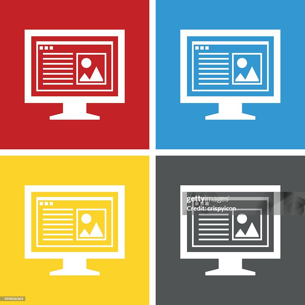 Computer Monitor icon on square buttons. - SquareSeries