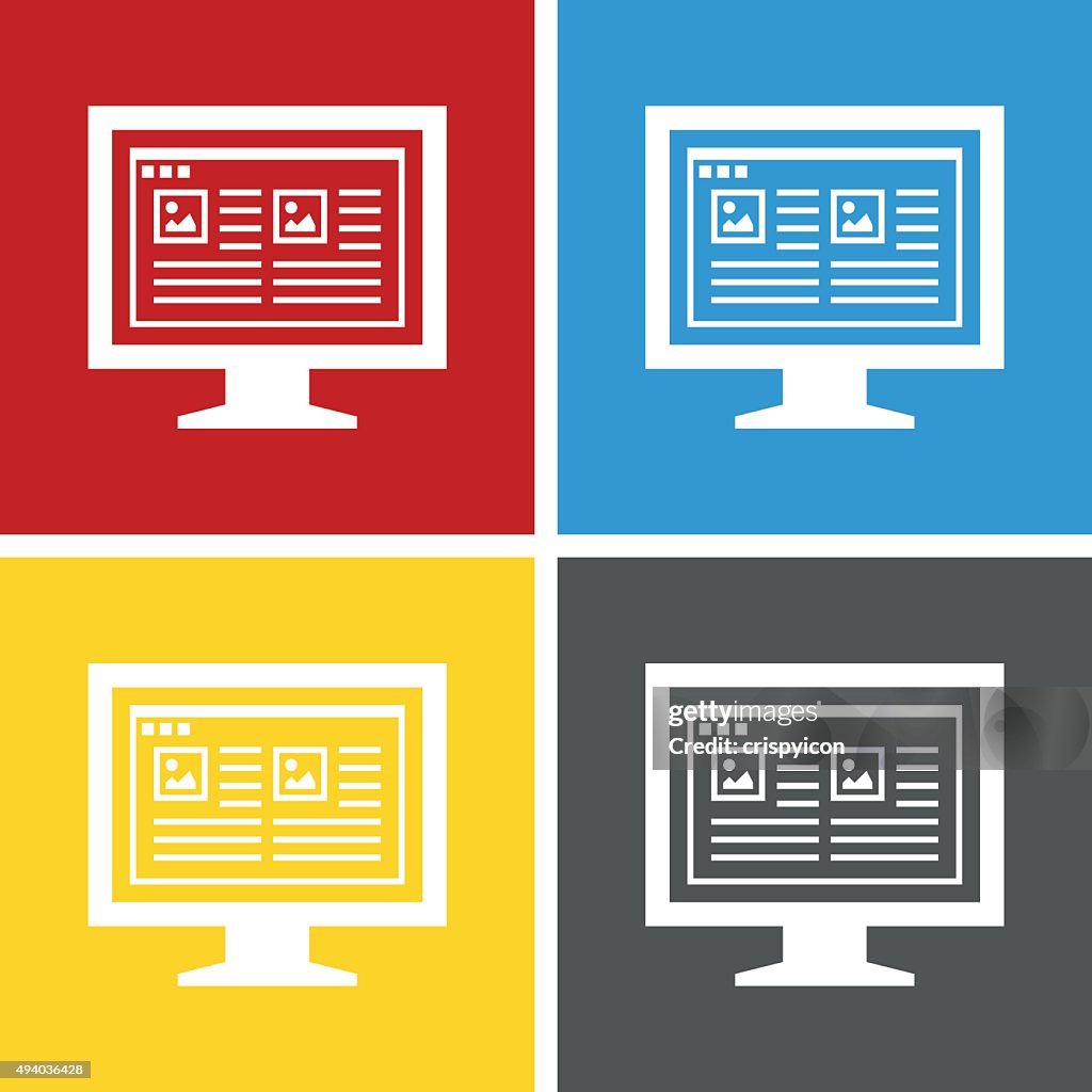 Computer Monitor icon on square buttons. - SquareSeries