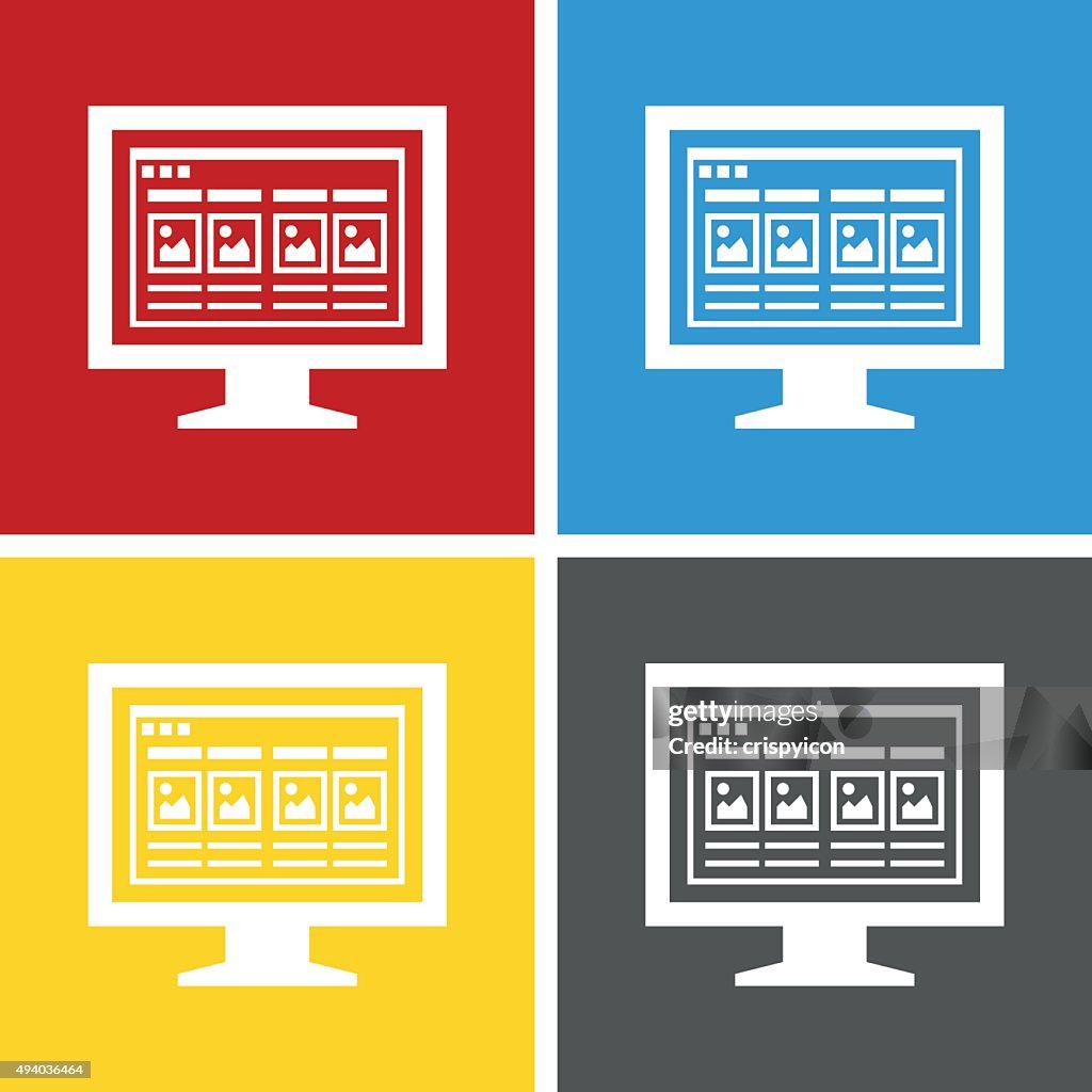 Computer Monitor icon on square buttons. - SquareSeries