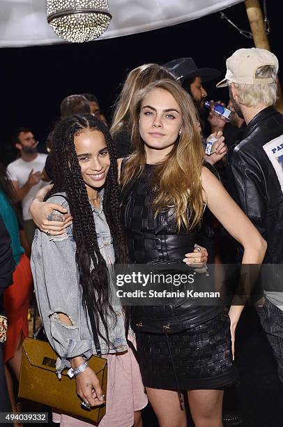 Zoe Kravitz and Cara Delevingne attend Olivier Rousteing & Beats Celebrate In Los Angeles at Private Residence on October 23, 2015 in Los Angeles,...