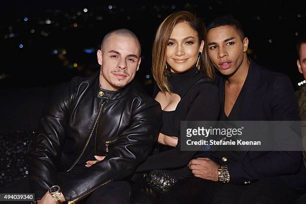 Casper Smart, Jennifer Lopez and Olivier Rousteing attend Olivier Rousteing & Beats Celebrate In Los Angeles at Private Residence on October 23, 2015...