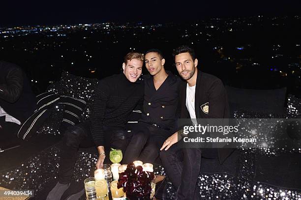 Matthew Nozska, Olivier Rousteing and Noah Mills attends Olivier Rousteing & Beats Celebrate In Los Angeles at Private Residence on October 23, 2015...