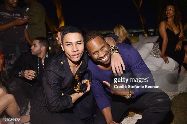 Olivier Rousteing and Omar Johnson attend Olivier Rousteing & Beats Celebrate In Los Angeles at Private Residence on October 23, 2015 in Los Angeles,...