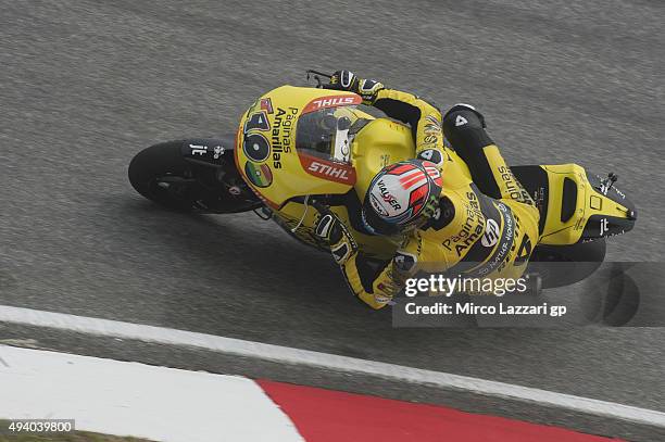 Alex Rins of Spain and Pagina Amarillas HP40 rounds the bend during the qualifying practice during the MotoGP Of Malaysia at Sepang Circuit on...