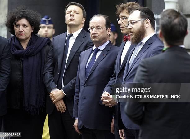 Belgian Minister of Justice Annemie Turtelboom, Italian Prime Minister Matteo Renzi, French President Francois Hollande and Belgian Prime Minister...