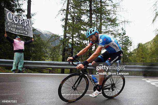 Ryder Hesjedal of Canada and Garmin-Sharp in action on the sixteenth stage of the 2014 Giro d'Italia, a 139km high mountain stage between Ponte di...