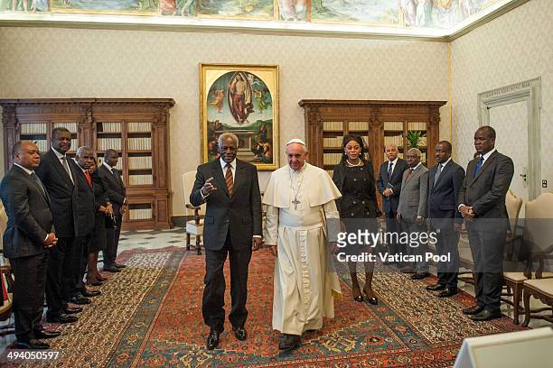 Pope Francis receives in audience the president of the Republic of Angola, Jose Eduardo Dos Santos, his wife Ana Paula Dos Santos and his delegation...