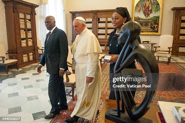 Pope Francis receives in audience the president of the Republic of Angola, Jose Eduardo Dos Santos and his wife Ana Paula Dos Santos at the Apostolic...