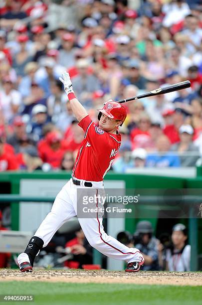 Nate McLouth of the Washington Nationals bats against the New York Mets at Nationals Park on May 18, 2014 in Washington, DC.