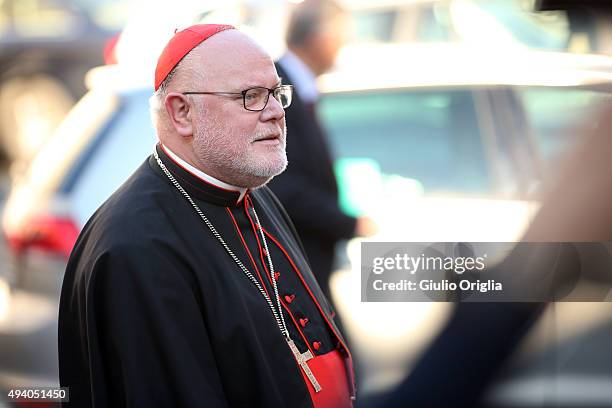 Cardinal Reinhard Marx arrives at the closing session of the Synod on the themes of family the at Synod Hall on October 24, 2015 in Vatican City,...