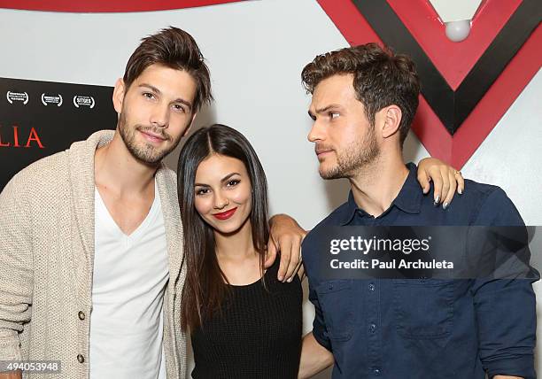 Actress Casey Deidrick, Victoria Justice and Ryan Cooper attend the "Julia" special screening and Q&A on October 23, 2015 in Burbank, California.