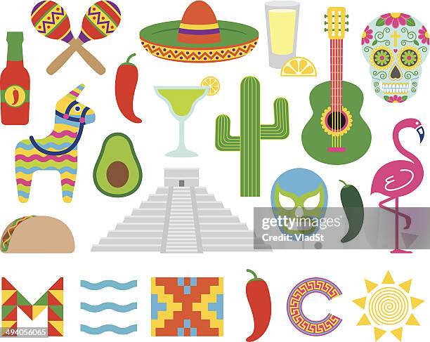 mexican icons - papier stock illustrations