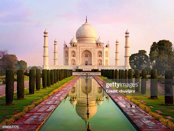 taj mahal spectacular early morning view - taj mahal palace stock pictures, royalty-free photos & images