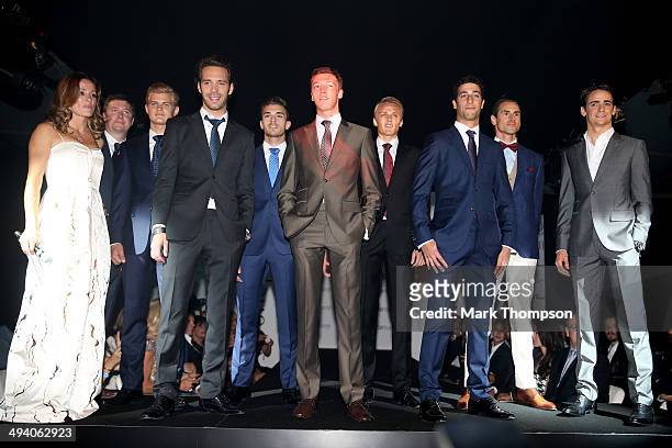 Natalie Pinkham, guest, Marcus Ericsson of Sweden and Caterham, Jean-Eric Vergne of France and Scuderia Toro Rosso, Jules Bianchi of France and...