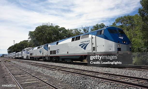 amtrak southwest chief at lamy new mexico - amtrak train stock pictures, royalty-free photos & images