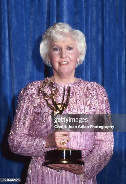 Actress Barbara Stanwyck wins award for Outstanding Lead Actress in a Limited Series or a Special - The Thorn Birds, at the 35th Annual Primetime...