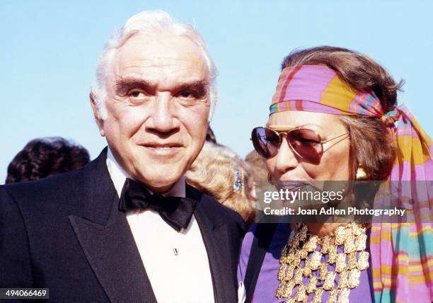 Actor Lorne Greene with his wife actress Nancy Deale attend the 35th Annual Primetime Emmy Awards held at the Pasadena Civic Auditorium on September...