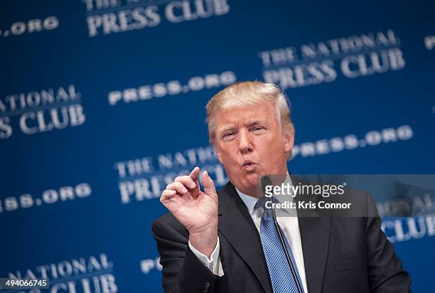 Donald Trump speaks about building "The Trump Brand" during a luncheon at The National Press Club on May 27, 2014 in Washington, DC.