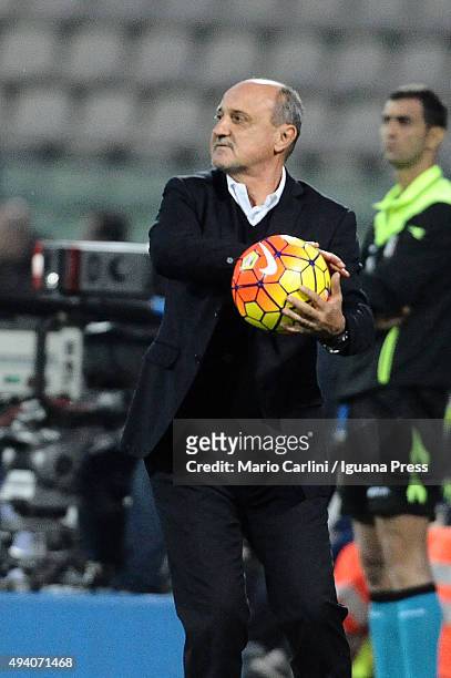 Delio Rossi head coach of Bologna FC reacts during the Serie A match between Carpi FC and Bologna FC at Alberto Braglia Stadium on October 24, 2015...