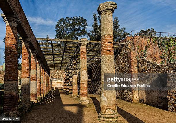 ancient roman peristyle - merida spain stock pictures, royalty-free photos & images