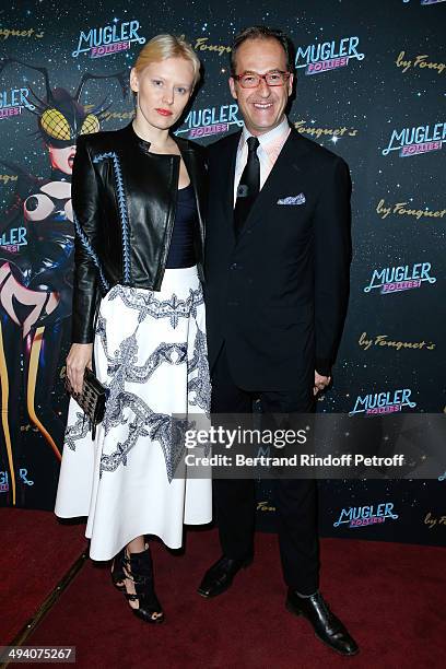 Anna Sherbinina and Emmanuel de Brantes attend the 'Mugler Follies' 100th Edition at Le Comedia in Paris on May 26, 2014 in Paris, France.