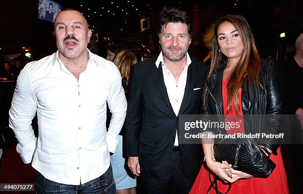 Thierry Mugler, Philippe Lellouche and Lola Dewaere attend the 'Mugler Follies' 100th Edition at Le Comedia in Paris on May 26, 2014 in Paris, France.