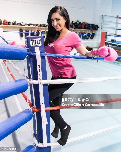 Former "Jersey Shore" cast member Angelina Pivarnick training for her upcoming World Xtreme Entertainment Boxing fight at Stay Fly Muay Thai Gym on...