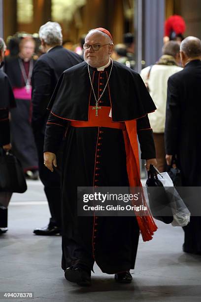 Cardinal Reinhard Marx leaves the closing session of the Synod on the themes of family the at Synod Hall on October 24, 2015 in Vatican City,...