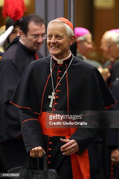 Cardinal Donald Wuerl leaves the closing session of the Synod on the themes of family the at Synod Hall on October 24, 2015 in Vatican City, Vatican....