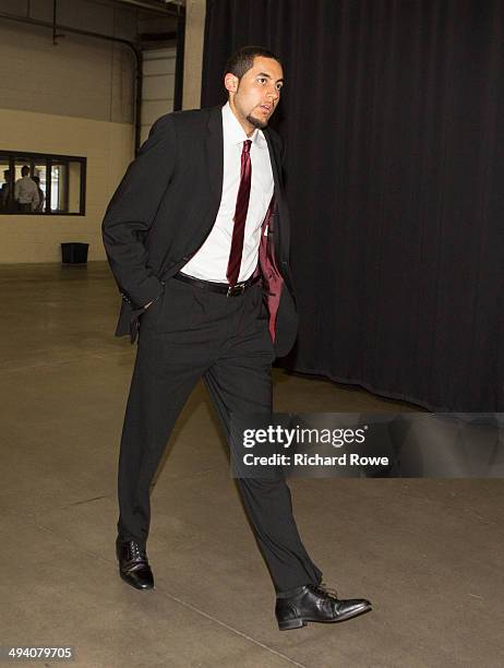 May 27: Grant Jerrett of the Oklahoma City Thunder arrives at the arena before the game against the San Antonio Spurs in Game 4 of the Western...