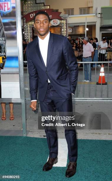 Actor Chadwick Boseman attends the Premiere Of Summit Entertainment's "Draft Day" held at Regency Bruin Theatre l on April 7, 2014 in Los Angeles,...