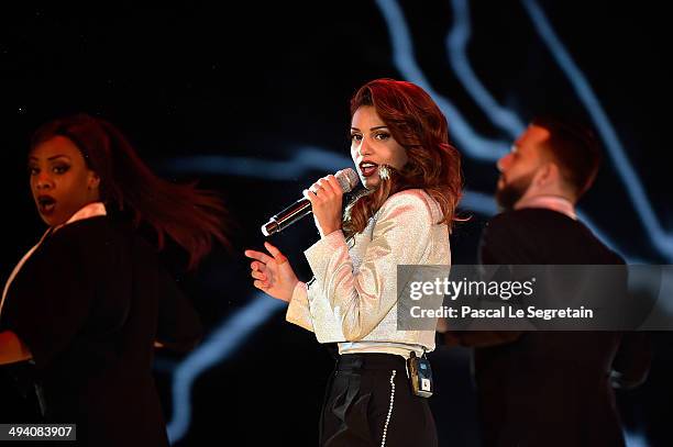 Singer Tal performs during the ceremony of the World Music Awards 2014 at Sporting Monte-Carlo on May 27, 2014 in Monte-Carlo, Monaco.