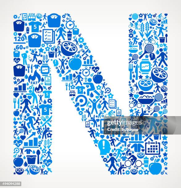 letter n fitness and diet icon pattern - digital n stock illustrations