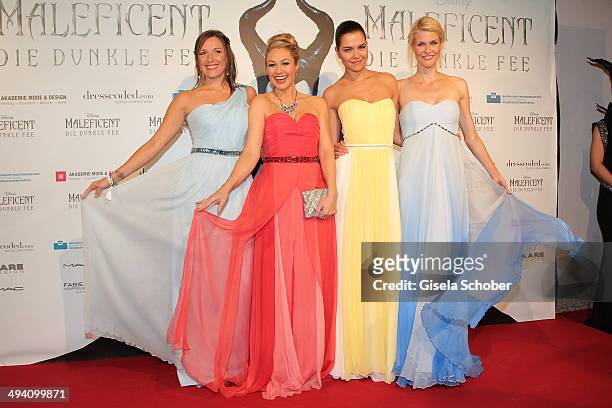Simone Ballack, Ruth Moschner , Susan Hoecke and Natascha Gruen attend the Fashion Meets Movie gala screening of "Maleficent" at Gloria Palast on May...