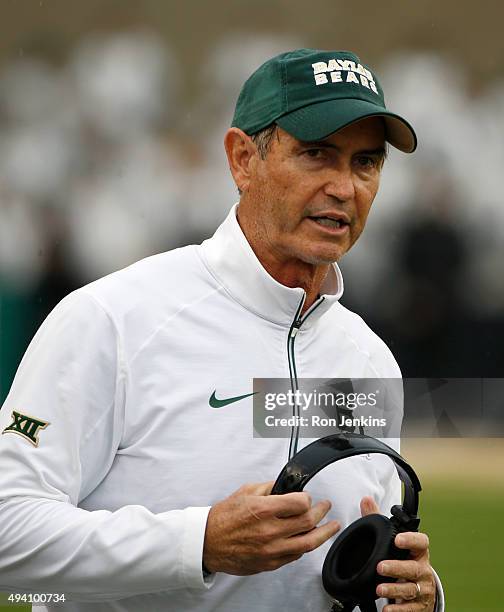 Baylor Bears head coach Art Briles walks the sidelines as the Bears take on the Iowa State Cyclones in the second half at McLane Stadium on October...