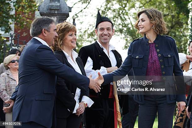 Queen Letizia of Spain visits 2015 Exemplary Town of Colombres on October 24, 2015 in Colombres, Spain. The village of Colombres was honoured as the...