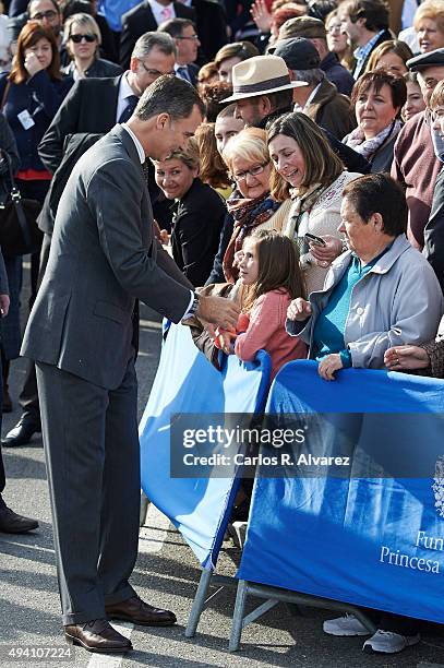 King Felipe VI of Spain visits 2015 Exemplary Town of Colombres on October 24, 2015 in Colombres, Spain. The village of Colombres was honoured as the...