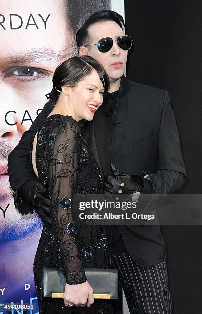 Model/photographer Lindsay Usich and musician Marilyn Manson arrive for the Premiere Of Warner Bros. Pictures And Alcon Entertainment's...