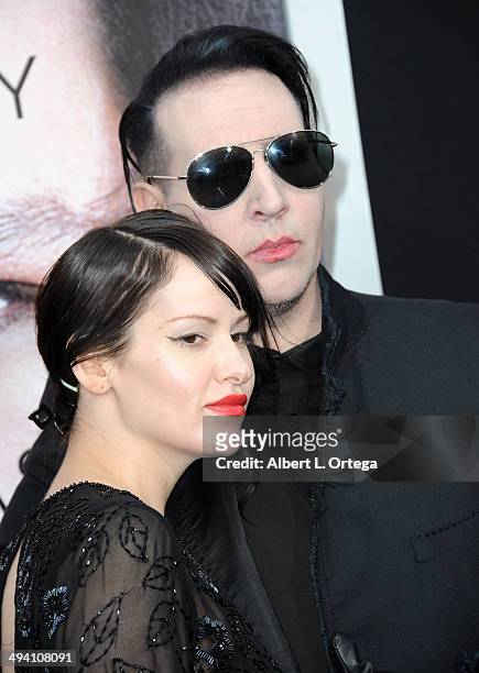 Model/photographer Lindsay Usich and musician Marilyn Manson arrive for the Premiere Of Warner Bros. Pictures And Alcon Entertainment's...